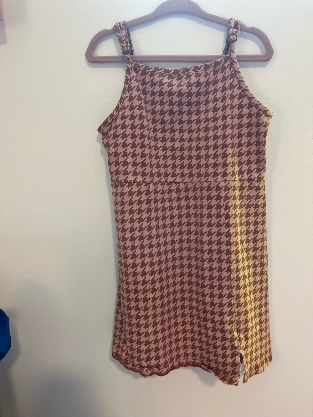 art class Pink Houndstooth Mini Slip Dress